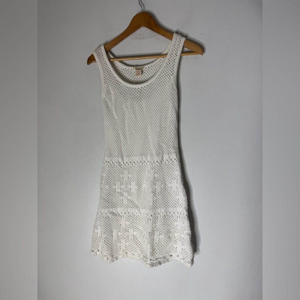 Sundance Crochet Dress Size Small‎ White Mini Sleeveless Cotton Slip Lining